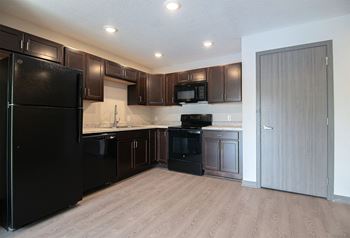 Espresso shaker-style cabinetry
